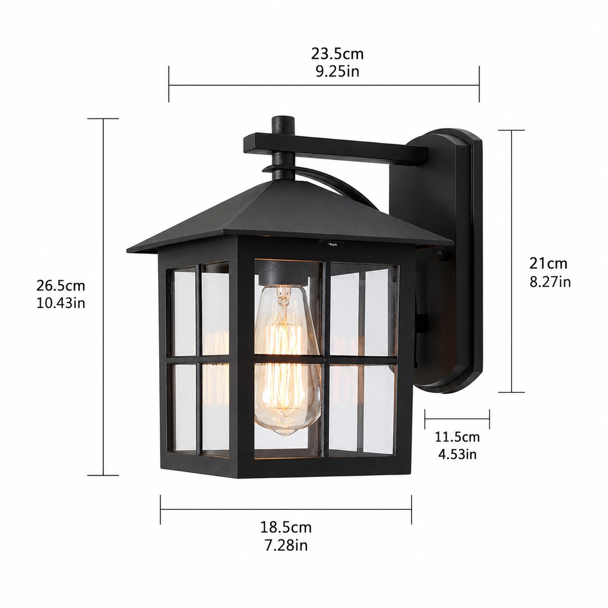 Classic Outdoor Wall Light Aluminum Sconce with Glass Shade IP65 Protection for Exterior Use