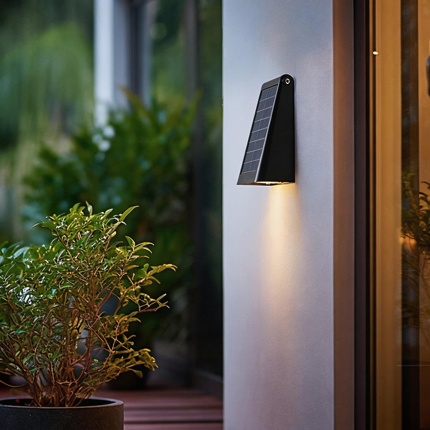 Modern Outdoor Wall Light Solar Powered Adjustable LED Black Waterproof Sconce