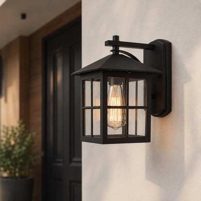 Classic Outdoor Wall Light Aluminum Sconce with Glass Shade IP65 Protection for Exterior Use