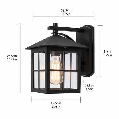 Classic Outdoor Wall Light Aluminum Sconce with Glass Shade IP65 Protection for Exterior Use