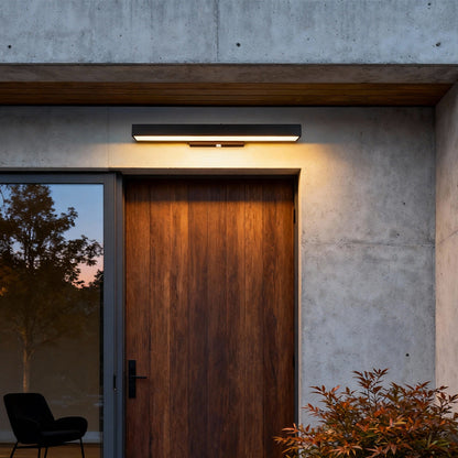 Modern Outdoor Wall Light LED Motion Sensor Wall Mounted Black Stainless Steel Rectangular 4000K IP65