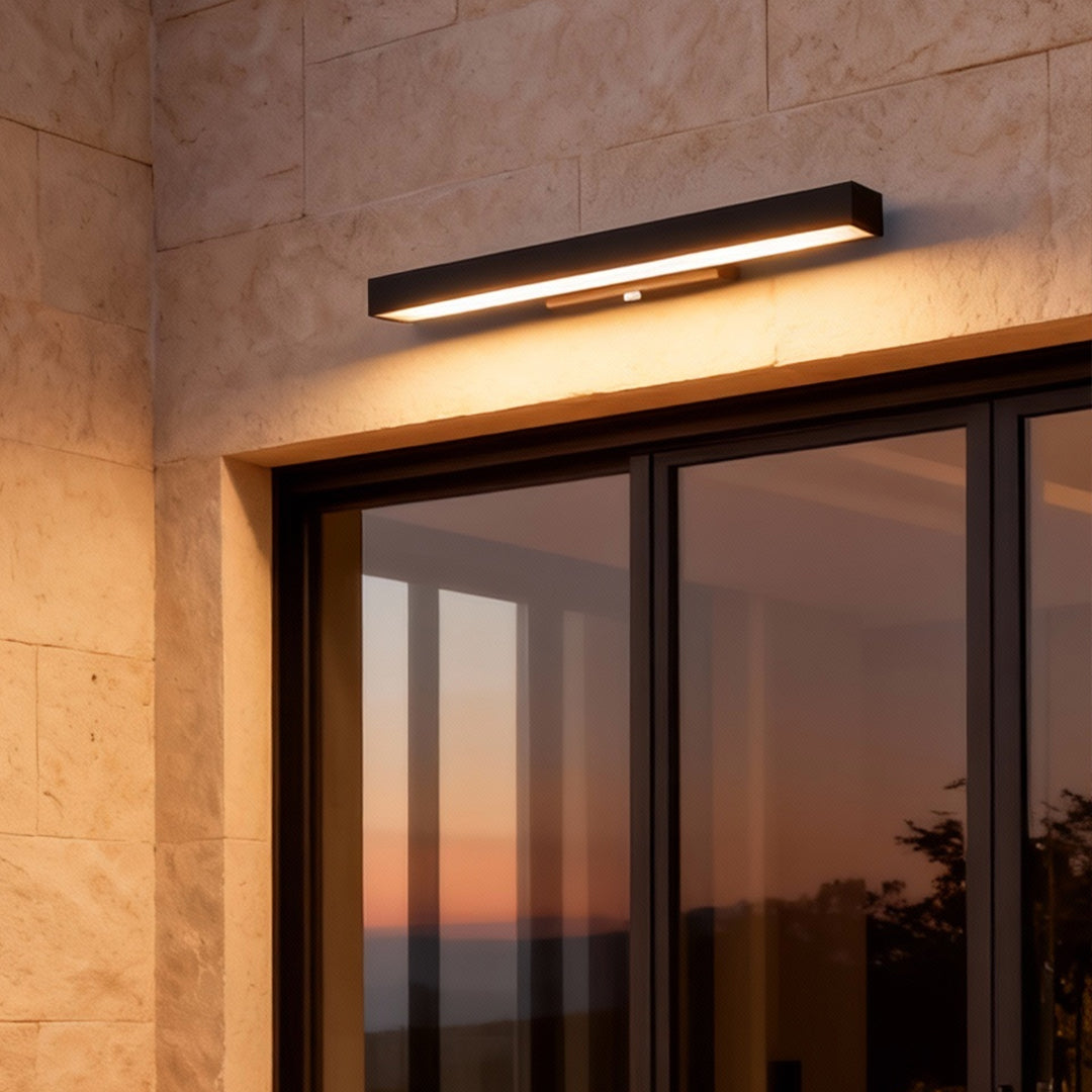 Modern Outdoor Wall Light LED Motion Sensor Wall Mounted Black Stainless Steel Rectangular 4000K IP65