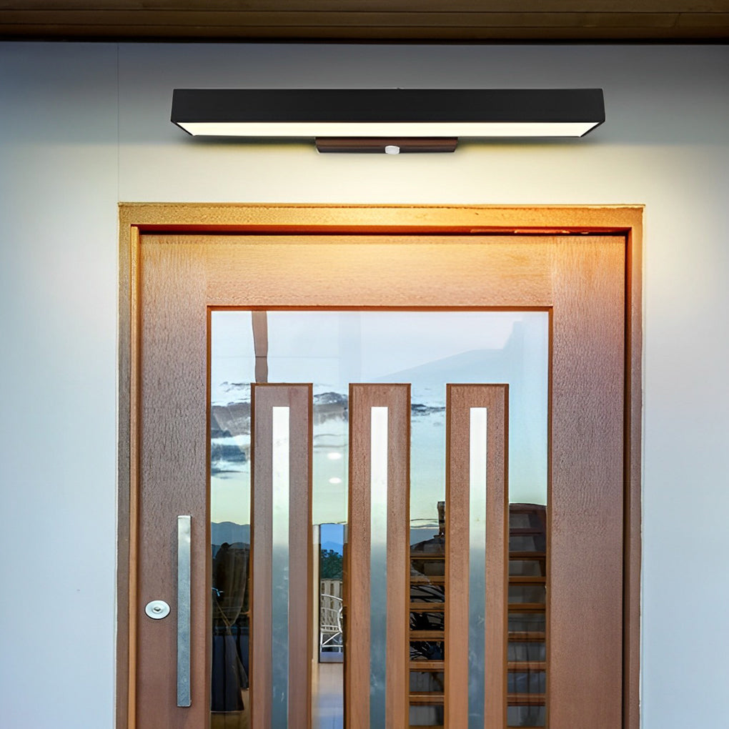 Modern Outdoor Wall Light LED Motion Sensor Wall Mounted Black Stainless Steel Rectangular 4000K IP65