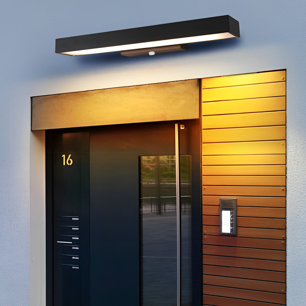 Modern Outdoor Wall Light LED Motion Sensor Wall Mounted Black Stainless Steel Rectangular 4000K IP65