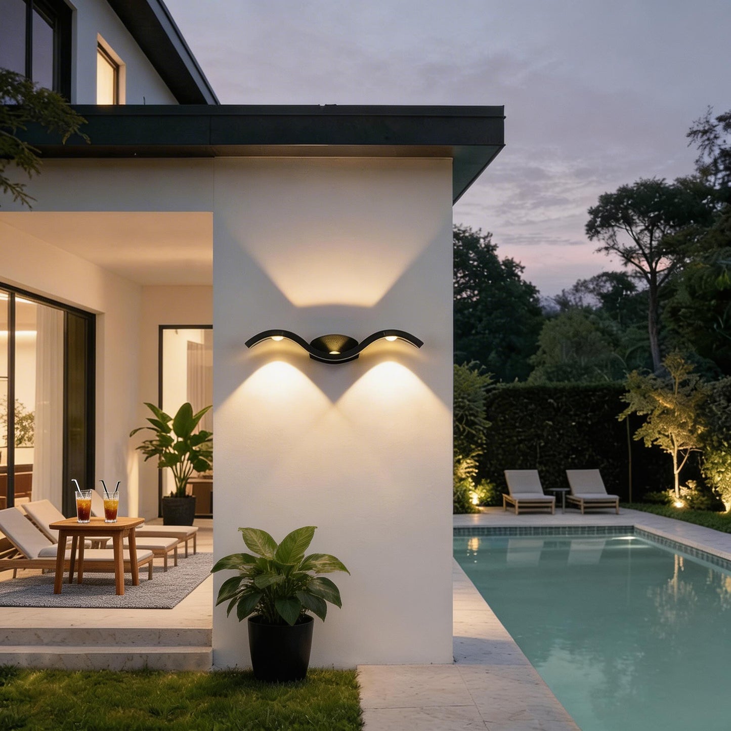 Modern Outdoor Wall Sconce Up Down Die-Cast Aluminum LED Waterproof 9W 3-Light Fixture
