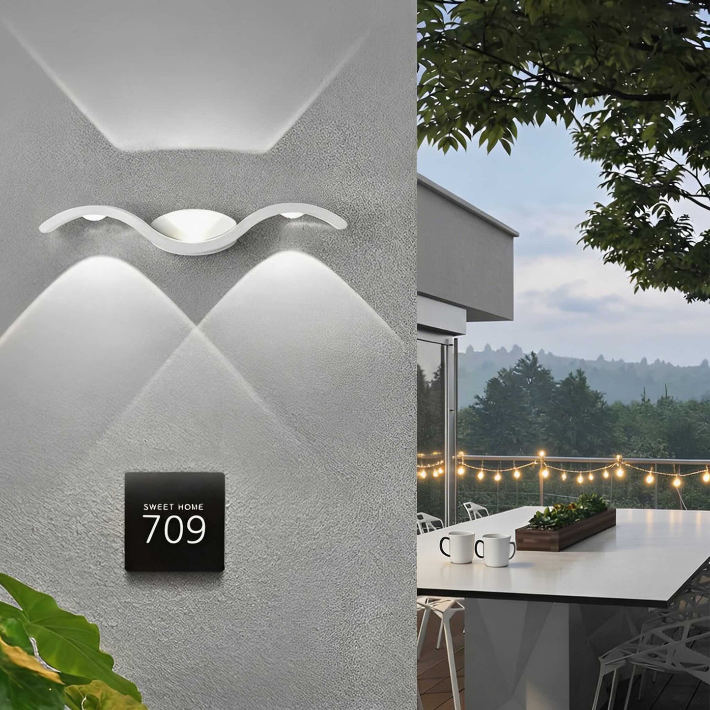 Modern Outdoor Wall Sconce Up Down Die-Cast Aluminum LED Waterproof 9W 3-Light Fixture
